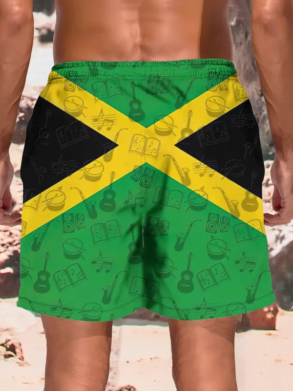 Men'S 3D Print Geometric Pattern Beach Shorts, Casual Polyester Slight Stretch Woven 120gm² Regular Fit - Image 2