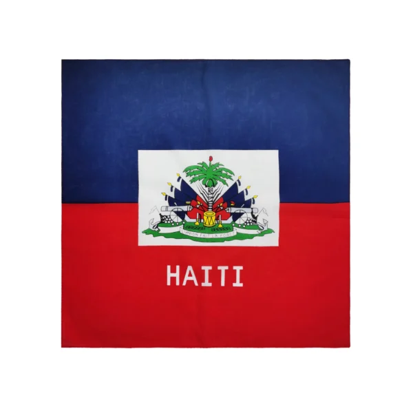 Factory Promotional Custom Cotton Screen Printed Flag Bandana Haiti Flag Bandana - Image 5