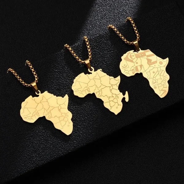 Custom Design Africa Necklace 18K Gold Plated Necklace National Flag Print Map Necklace Stainless Steel For Women Men Jewelry - Image 3