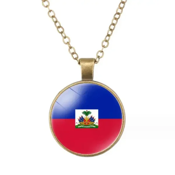 cheap North America country flag Glass cabochon vintage style haiti flag Necklace Pendant Necklace Jewelry Gift - Image 3