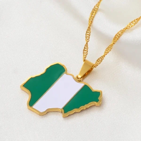 Nigeria Ghana Jamaica Guyana Map Flag Pendant Necklaces for Women Girls Stainless Steel Country Map Jewelry #122921 - Image 6