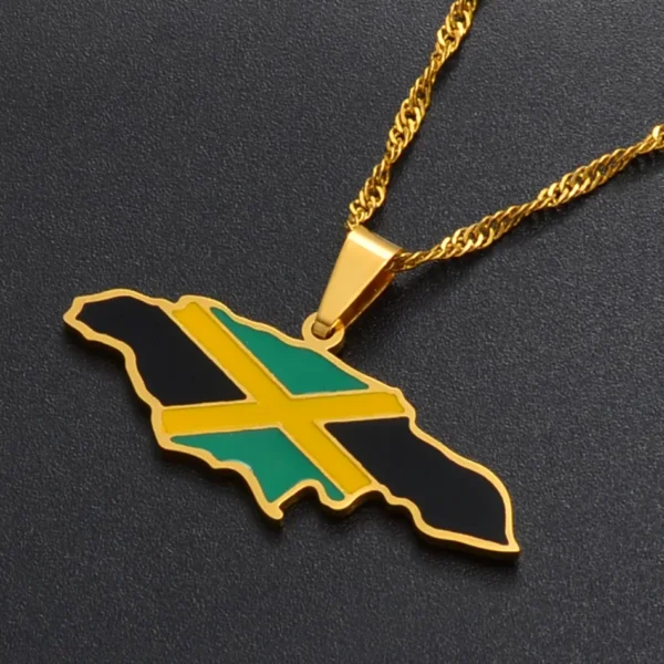 Nigeria Ghana Jamaica Guyana Map Flag Pendant Necklaces for Women Girls Stainless Steel Country Map Jewelry #122921 - Image 4