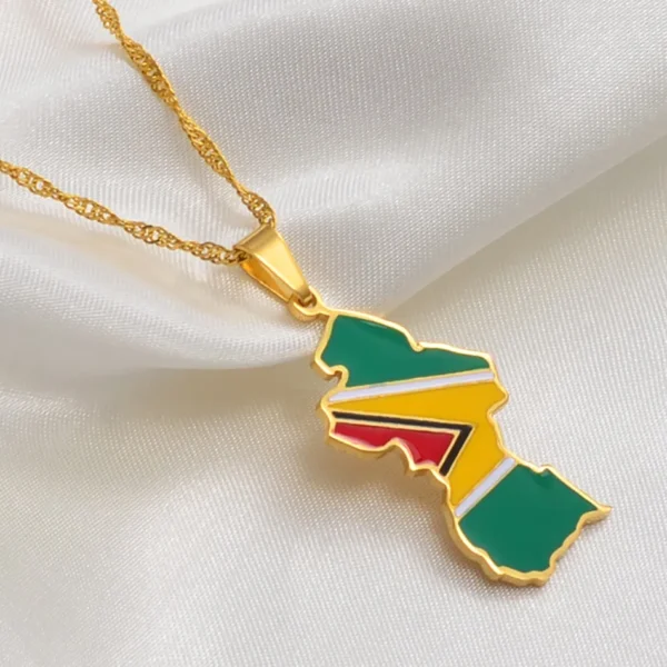 Nigeria Ghana Jamaica Guyana Map Flag Pendant Necklaces for Women Girls Stainless Steel Country Map Jewelry #122921 - Image 5