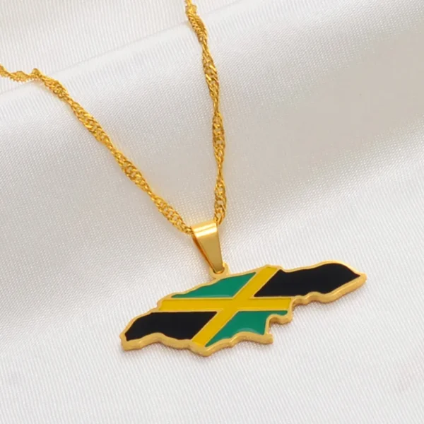 Nigeria Ghana Jamaica Guyana Map Flag Pendant Necklaces for Women Girls Stainless Steel Country Map Jewelry #122921 - Image 3