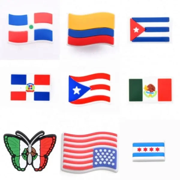 Puerto Rico Flag Shoe Charm for clog Decoration Latina Shoe Charms for Wholesale Waving Flag Shoe Charms for Gift - Image 3