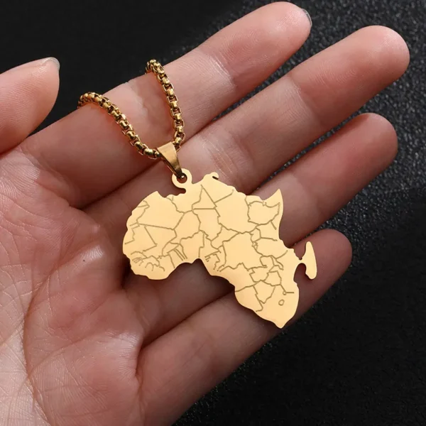 Custom Design Africa Necklace 18K Gold Plated Necklace National Flag Print Map Necklace Stainless Steel For Women Men Jewelry - Image 2