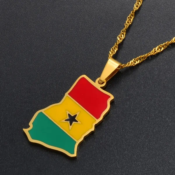 Nigeria Ghana Jamaica Guyana Map Flag Pendant Necklaces for Women Girls Stainless Steel Country Map Jewelry #122921 - Image 2